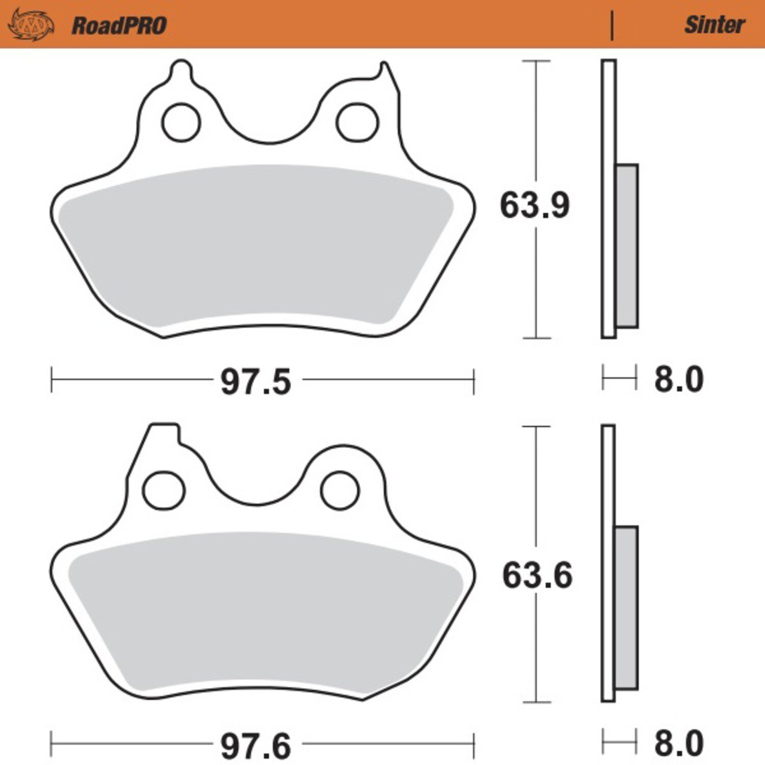 Moto-Master RoadPro rear brake pads. Sintered
