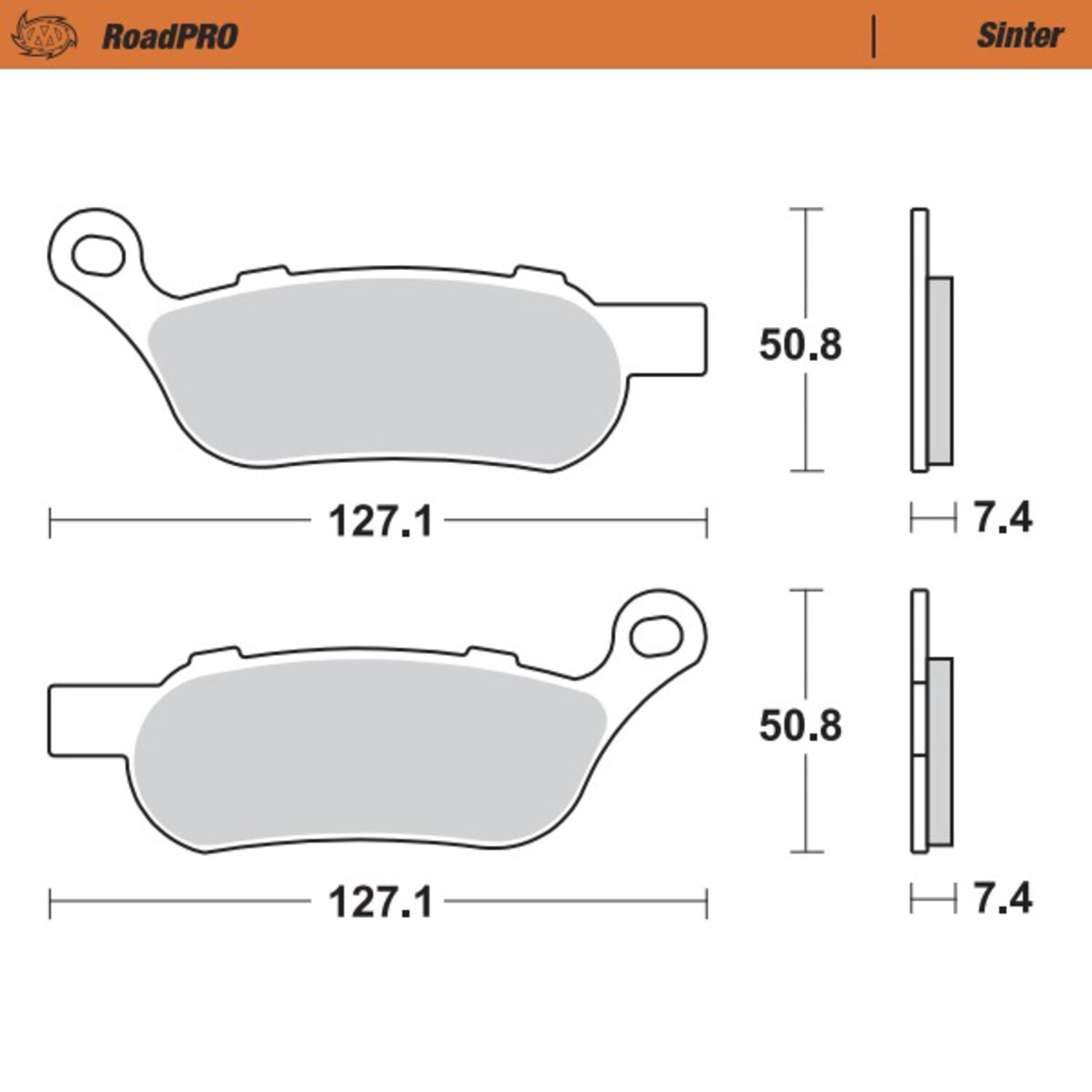 Moto-Master RoadPro rear brake pads. Sintered