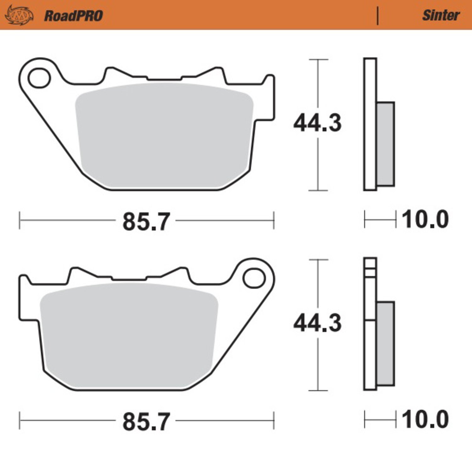 Moto-Master RoadPro rear brake pads. Sintered