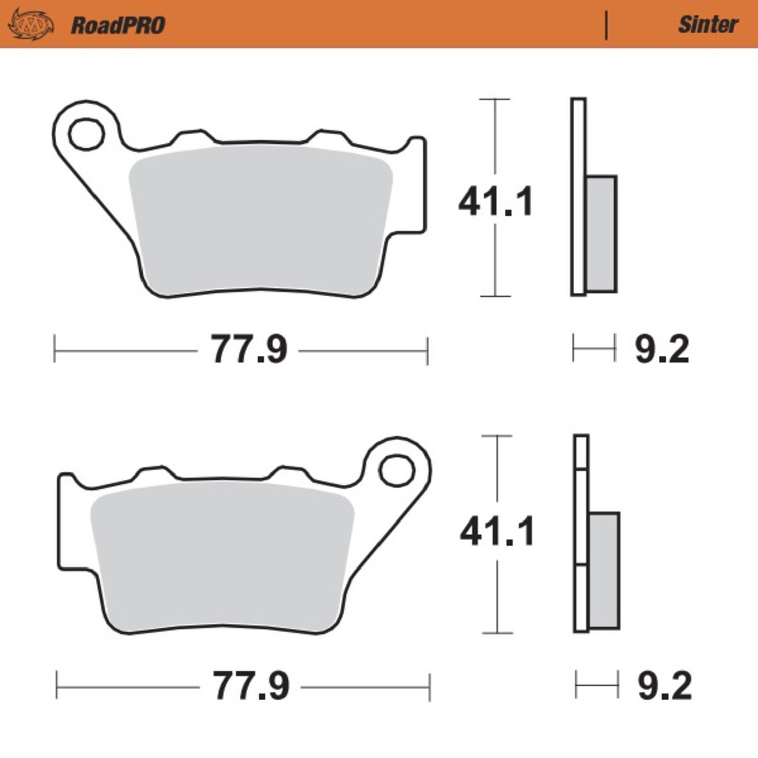 Moto-Master, RoadPro brake pads. Rear. Sintered