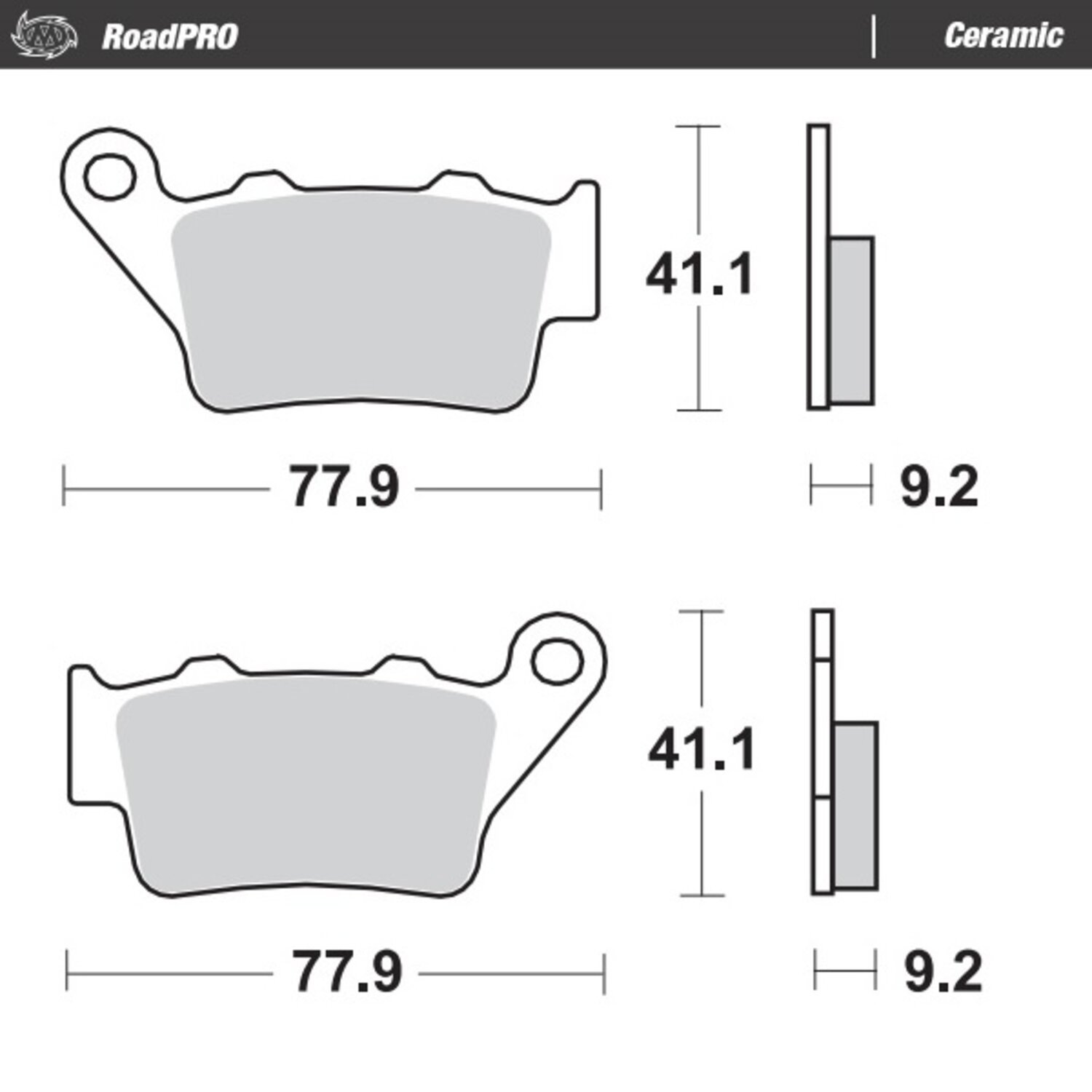 Moto-Master, RoadPro brake pads. Rear. Ceramic