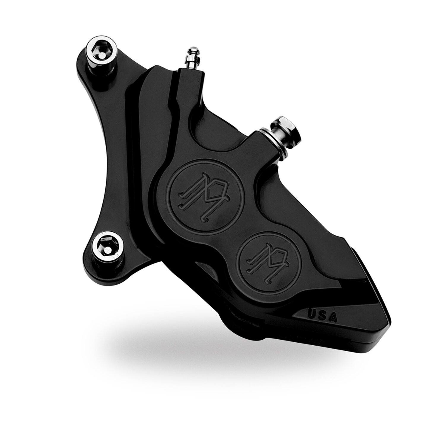 PM, 4-p 137x4b caliper. Bolt-on, 11.5" left front, Black, Black Anodized