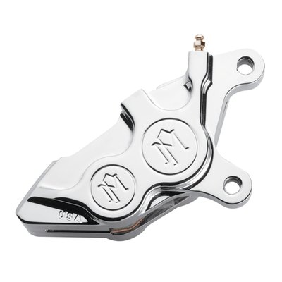 - Chrome plated
- CNC machined billet aluminum
- Direct bolt-on the front fork, no brackets required
- For rear use bracket must be purchased separately for 00-17 Touring and 02-17 V-Rod
- Designed for 11.5" & 300mm brake rotors, depending on bracket used
- ABS and Non-ABS compatible
- 137x4B
- 4-piston differential bore
- Proudly machined with the PM icon logo
- Designed to slow down fast, without flexing.
Note: Fits rear 02-17 V-Rod and 00-17 Touring with correct bracket, see catalog for bracket.
Note: 952627 brake line kit is required for 00-08 FLT/Touring models.
Note: Custom brake line kit is required for V-Rod models.
Note: Will fit PM PhatRod wide tire kit for V-Rod.
Performance Machine has been in the forefront of brake caliper design, ever since 1982. Each caliper and bracket is precision CNC machined from billet aluminum to a high-end performance product that combines lightweight, flex resistance and durability in a hard to beat styling. Available in various coatings to suit your taste.