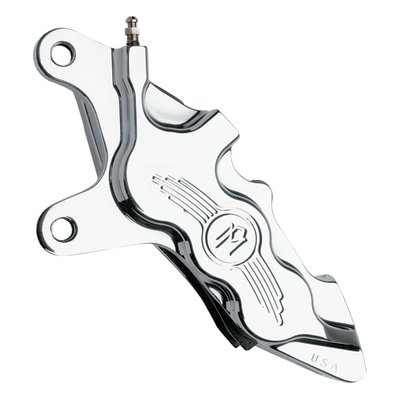 - Polished
- CNC machined billet aluminum
- Direct bolt-on the front fork, no brackets required
- Designed for 11.5" rotors
- ABS and Non-ABS compatible
- 112x6B
- 6-piston differential bore
- Proudly machined with the PM icon logo
- Designed to slow down fast, without flexing.
Note: Will also fit 300mm discs on Dyna models.
Performance Machine has been in the forefront of brake caliper design, ever since 1982. Each caliper and bracket is precision CNC machined from billet aluminum to a high-end performance product that combines lightweight, flex resistance and durability with a hard to beat styling. Available in various coatings to suit your taste.