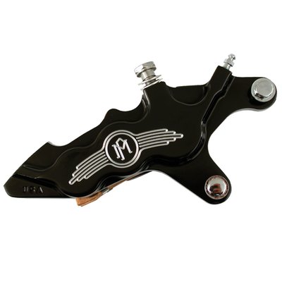 - Black anodized with a black Contrast Machined finish
- CNC machined billet aluminum
- Direct bolt-on the front fork, no brackets required
- Designed for 11.5" rotors
- ABS and Non-ABS compatible
- 112x6B
- 6-piston differential bore
- Proudly machined with the PM icon logo
- Designed to slow down fast, without flexing.
Note: Will also fit 11.8" / 300mm brake rotors on Dyna models.
Performance Machine has been in the forefront of brake caliper design, ever since 1982. Each caliper and bracket is precision CNC machined from billet aluminum to a high-end performance product that combines lightweight, flex resistance and durability with a hard to beat styling. Available in various coatings to suit your taste.