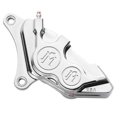- Chrome
- CNC machined billet aluminum
- Direct bolt-on to the front fork, no brackets required
- Designed for 11.5" brake rotors
- ABS and Non-ABS compatible
- 137x4B
- 4-piston differential bore
- Proudly machined with the PM icon logo
- Designed to slow down fast, without flexing.
Performance Machine has been in the forefront of brake caliper design, ever since 1982. Each caliper and bracket is precision CNC machined from billet aluminum to a high-end performance product that combines lightweight, flex resistance and durability with a hard to beat styling. Available in various coatings to suit your taste.