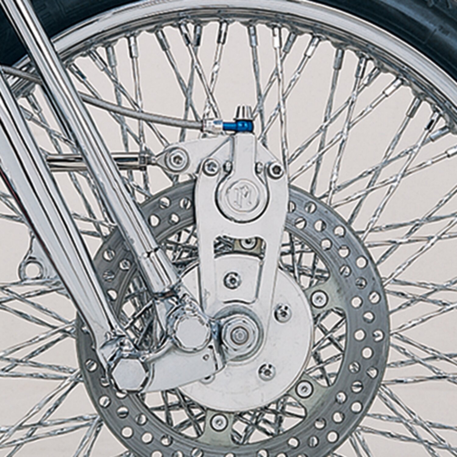 PM, Caliper bracket for 125-2 2-piston calipers. 13" disc, Chrome