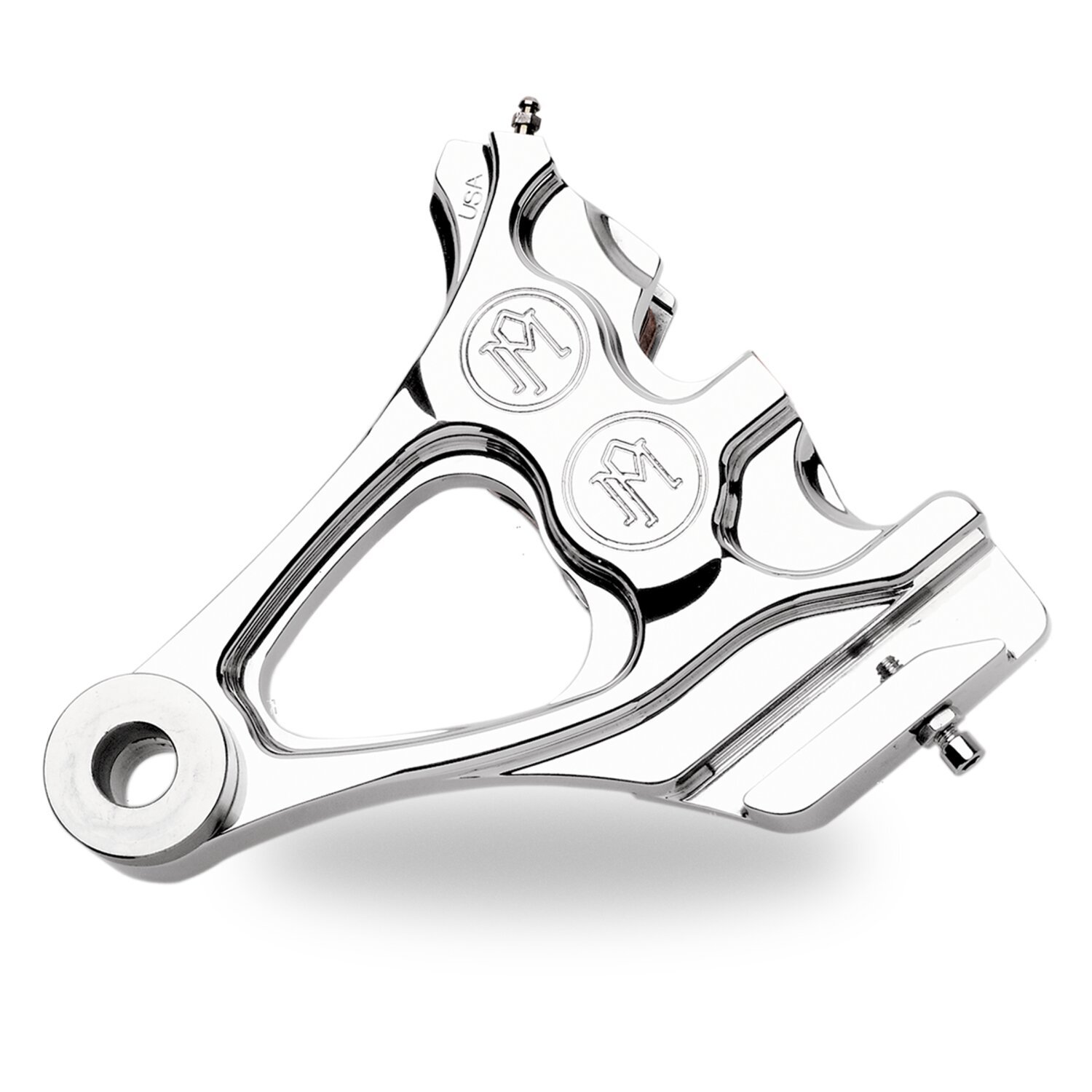 PM, 4-piston one-piece caliper/bracket, rear, Silver, Chrome