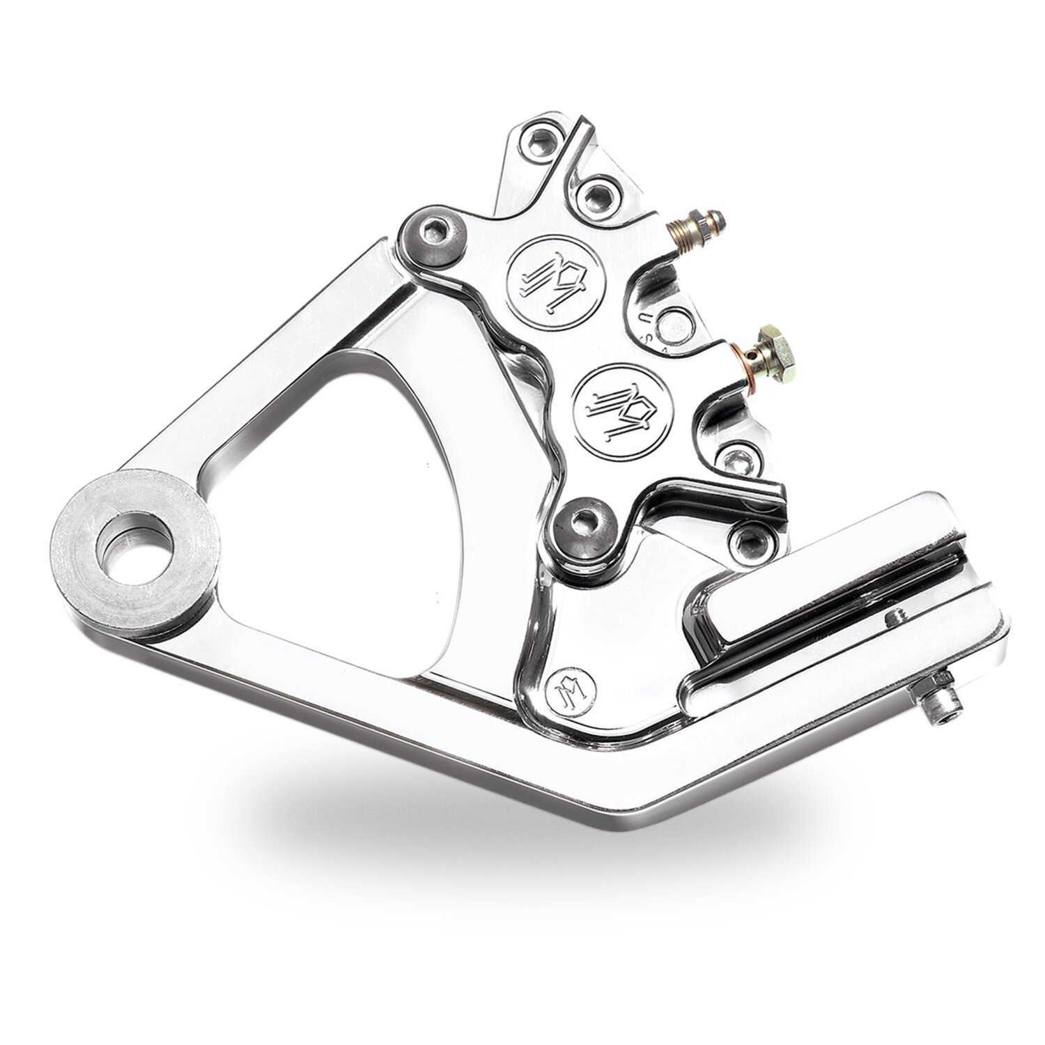 PM, 4-piston one-piece caliper/bracket, rear, Silver, Chrome