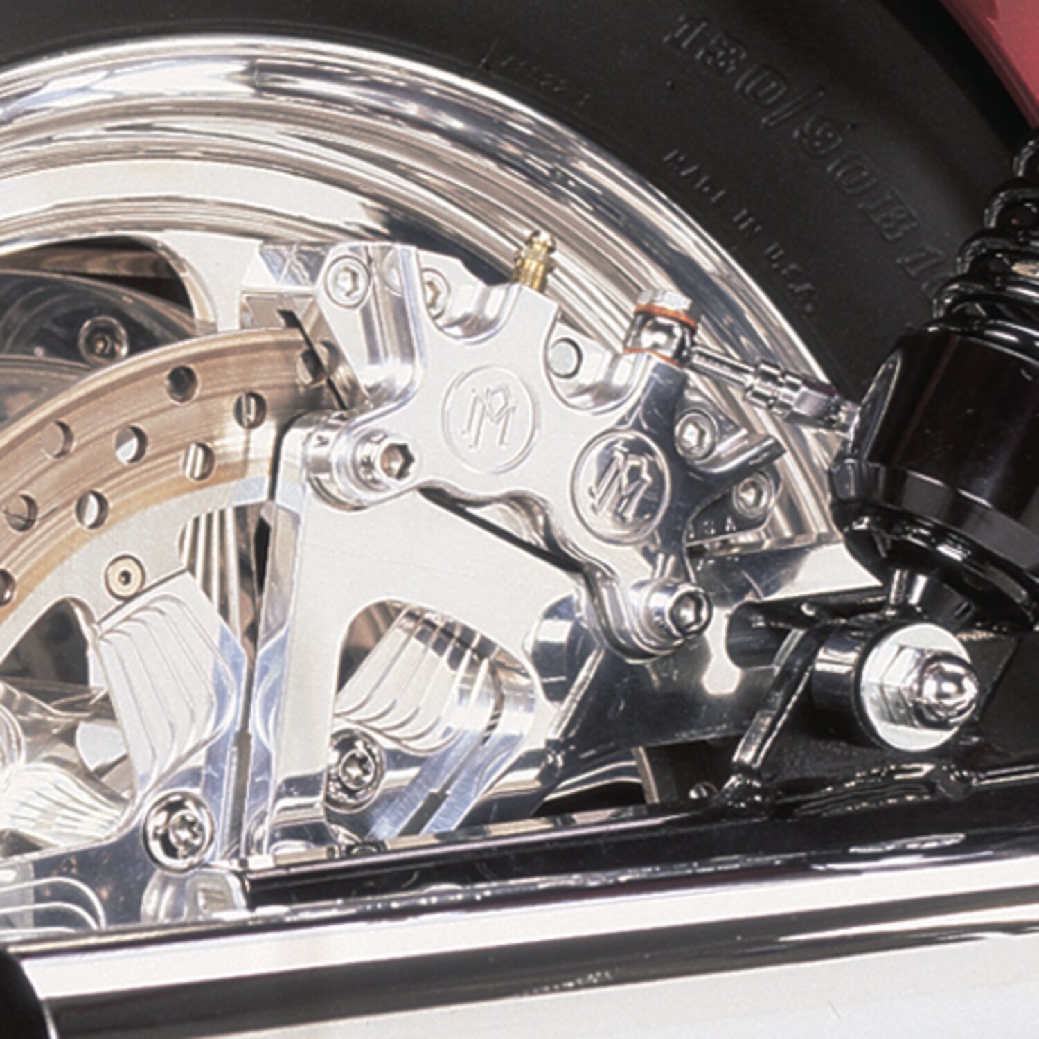 PM, Rear 4-p caliper bracket, 11.5". Chrome