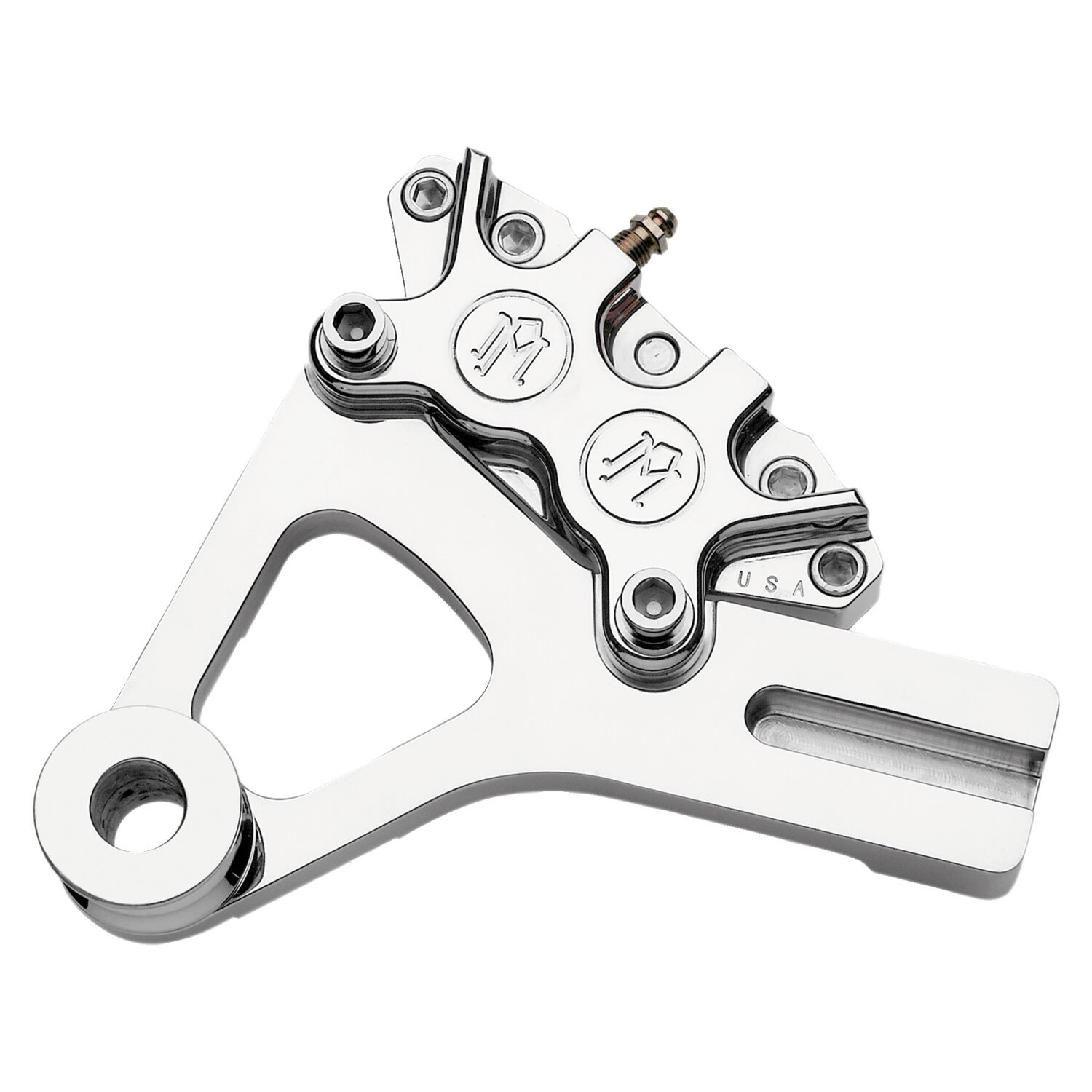 PM, Rear 4-p caliper bracket, 11.5". Chrome