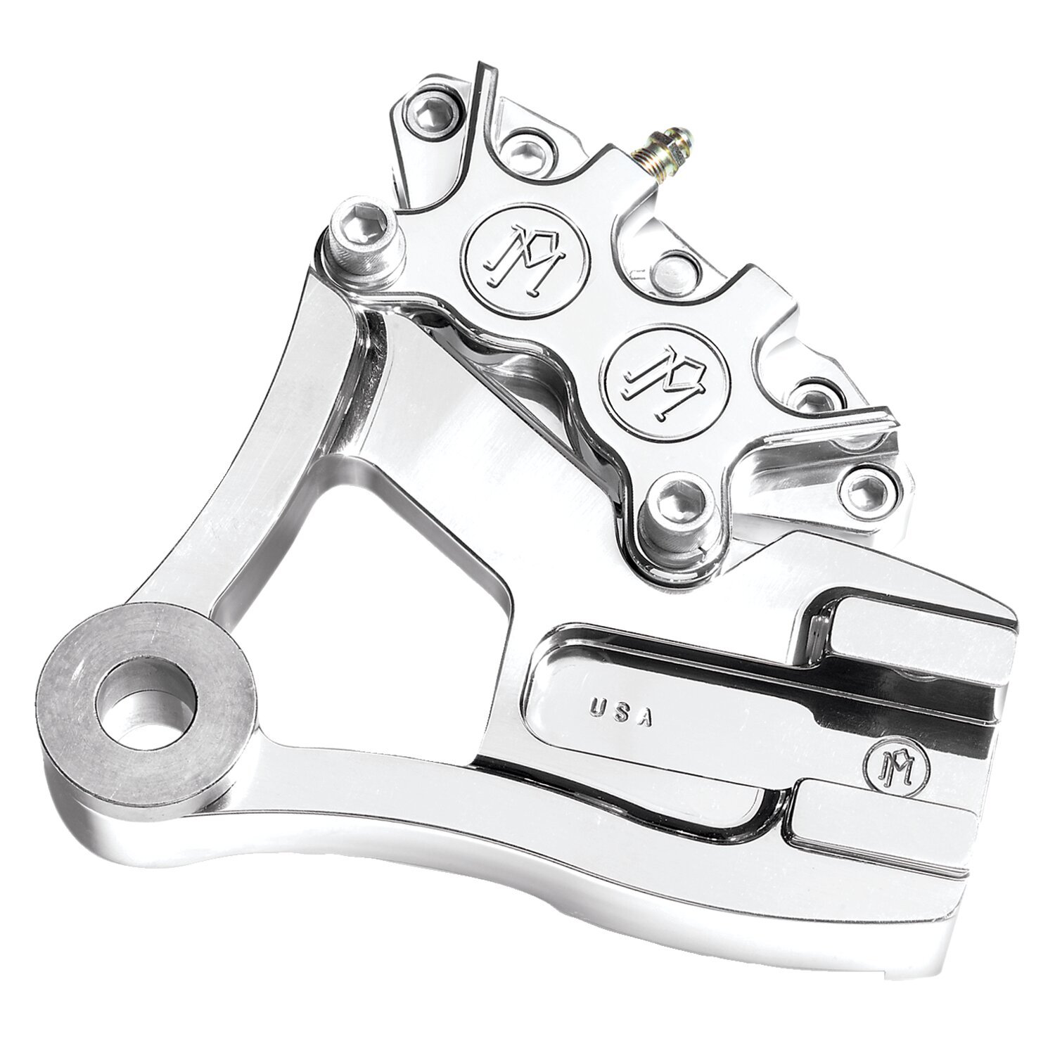 PM, Rear 4-p caliper bracket, 11.5". Chrome