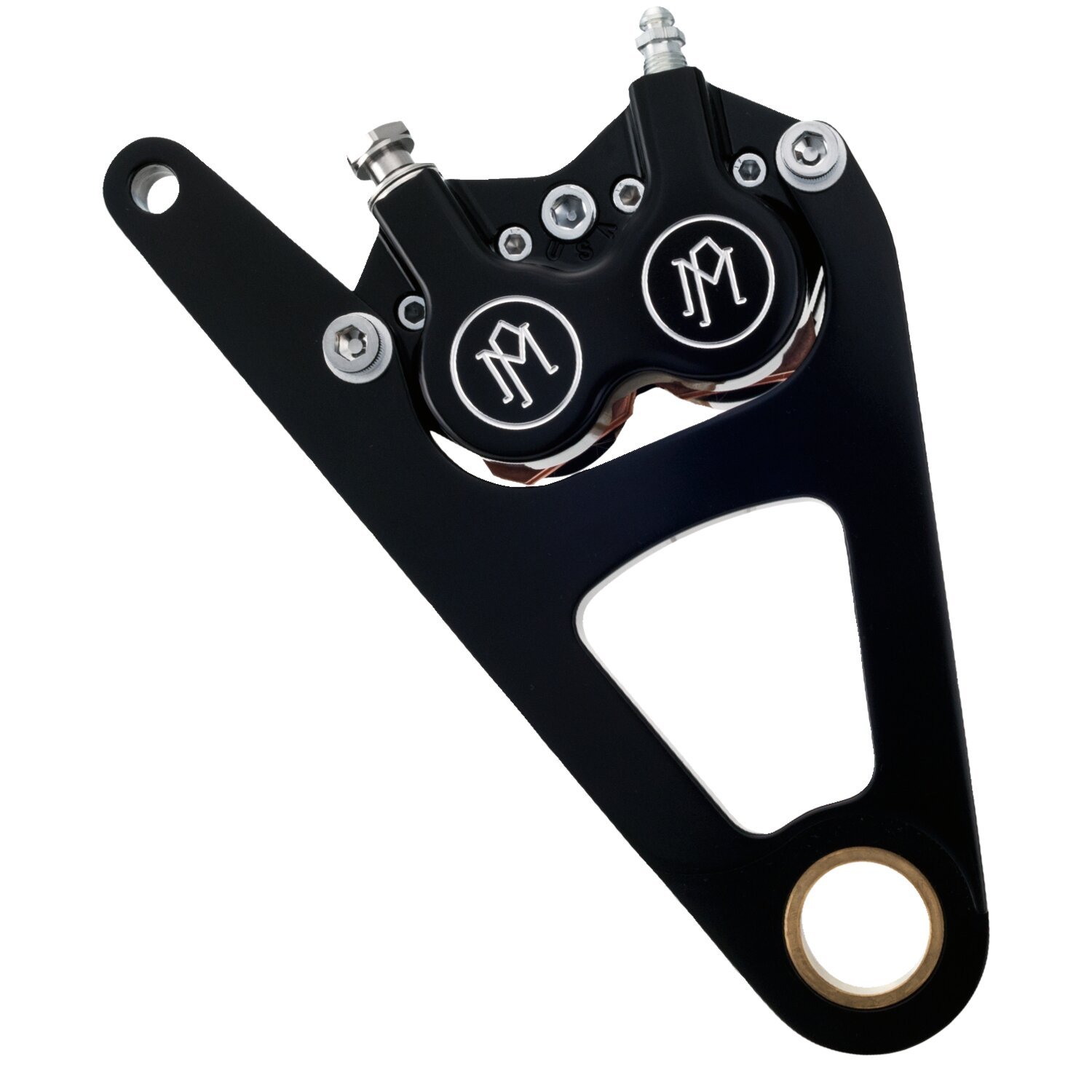 PM, Right front 4-p caliper bracket, 11.5, Black, Matte