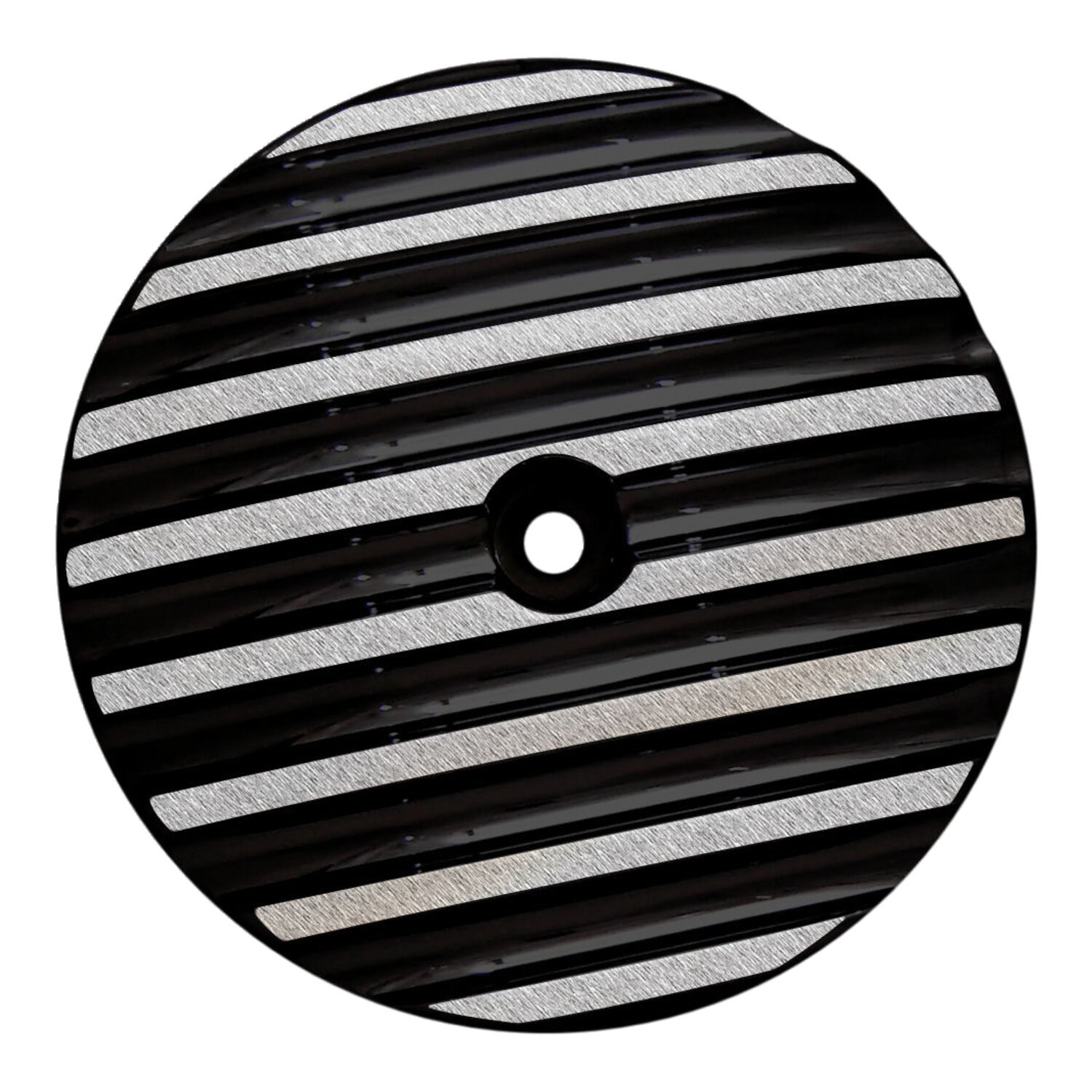 Covingtons, finned air cleaner cover insert. Plain, Black, Polished