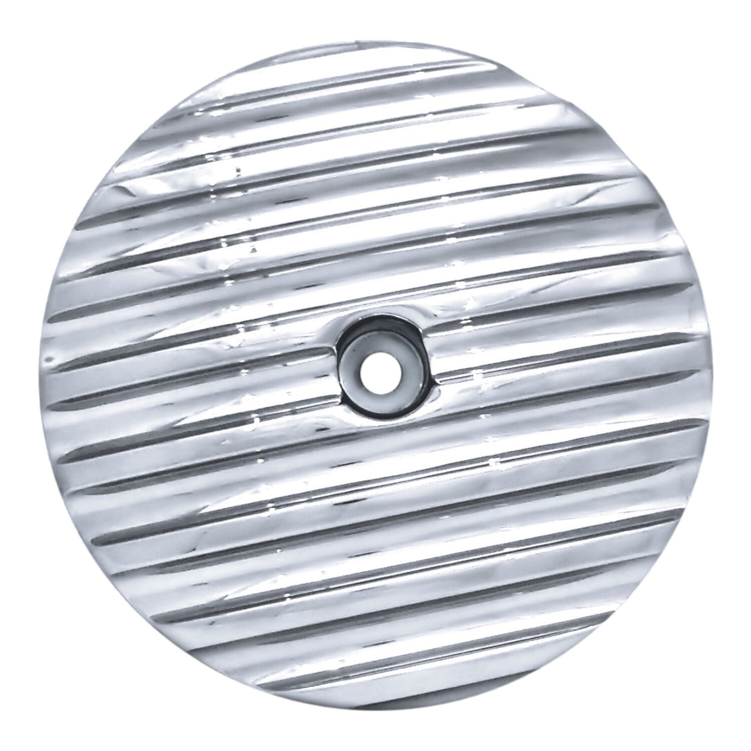 Covingtons, finned air cleaner cover insert. Plain, Chrome