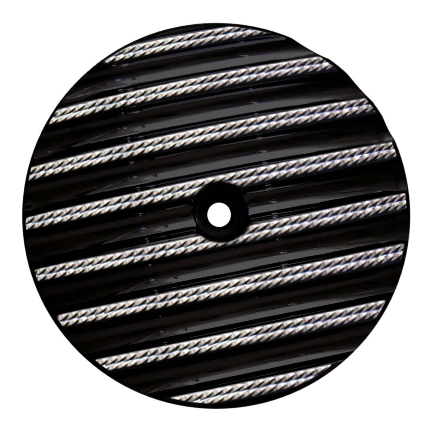 Covingtons, finned air cleaner cover insert. Plain, diamond, Black, Polished