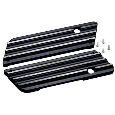 Black anodized with Contrast Cut machined fins. CNC machined from billet aluminum. 