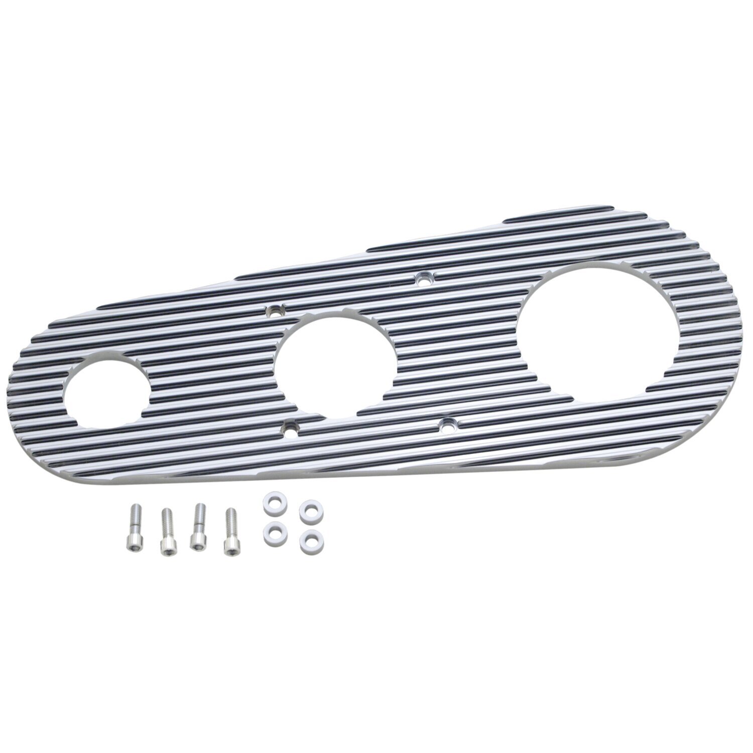 Covingtons, covers for BDL belt drives. Finned, Chrome