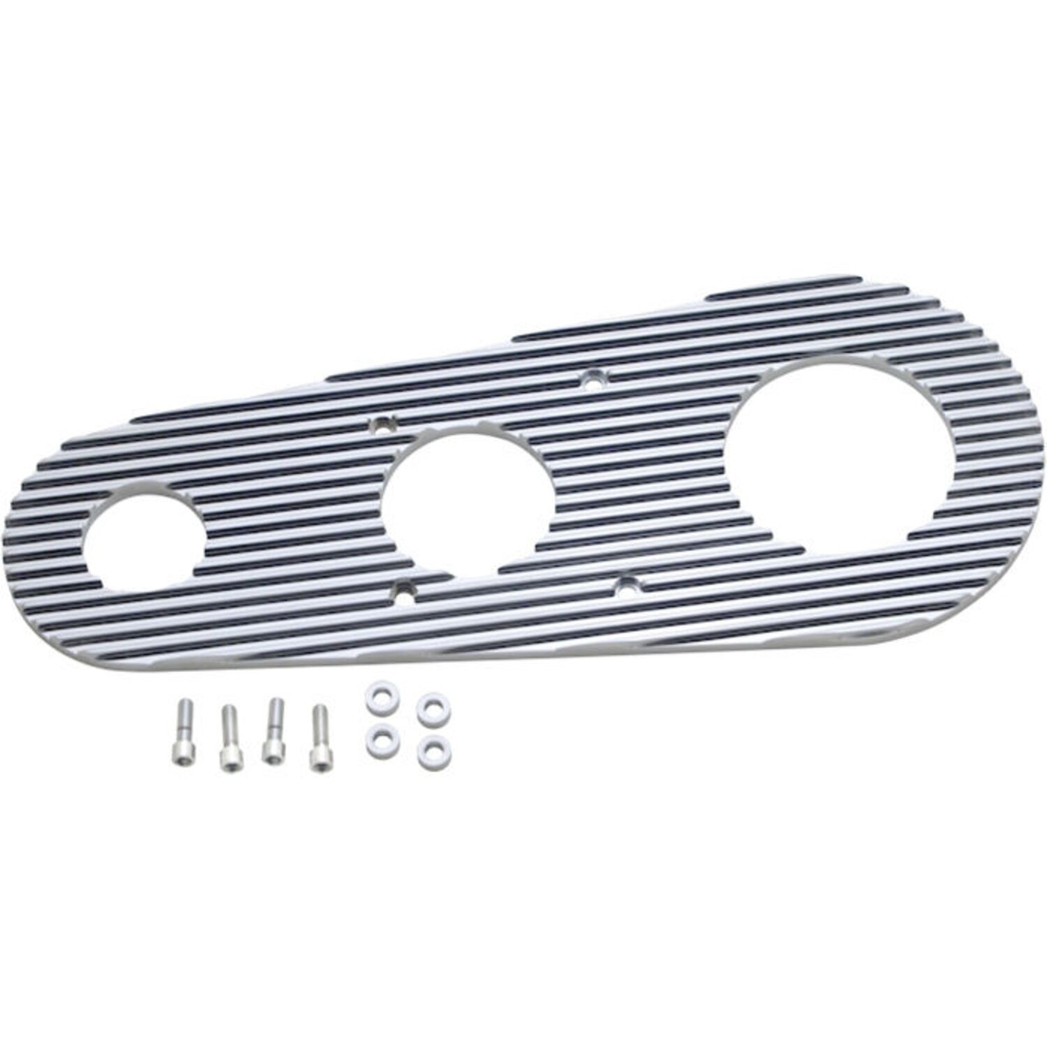 Covingtons, covers for BDL belt drives. Finned, Silver, Polished