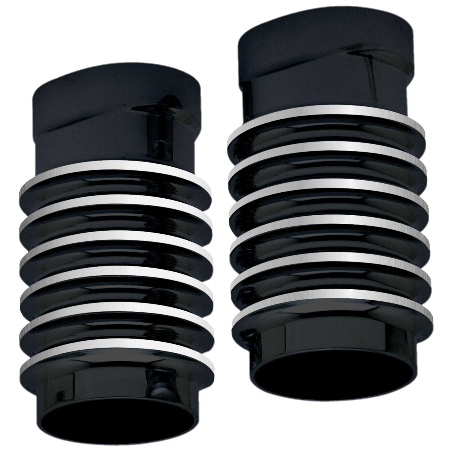 Covingtons, finned fork leg bells for Touring, Black, Contrast Cut