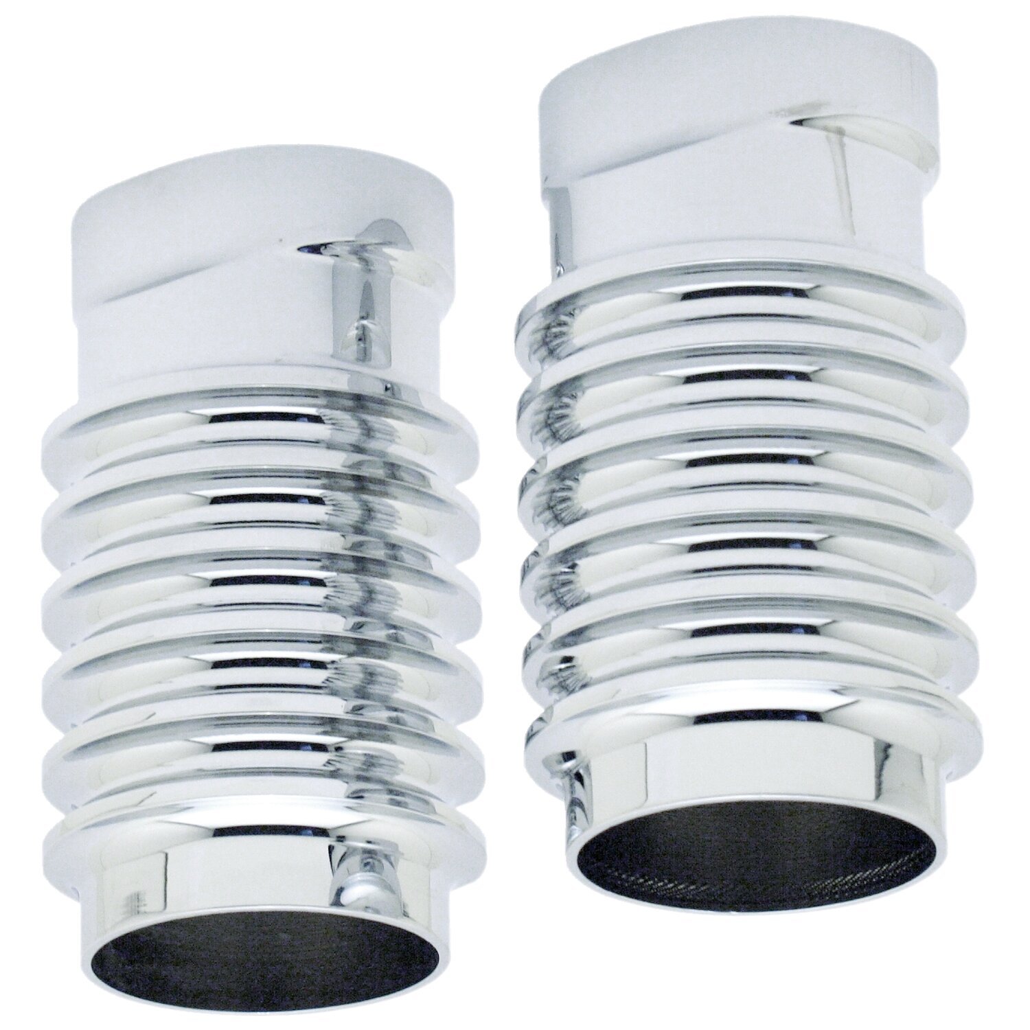Covingtons, finned fork leg bells for Touring, Chrome