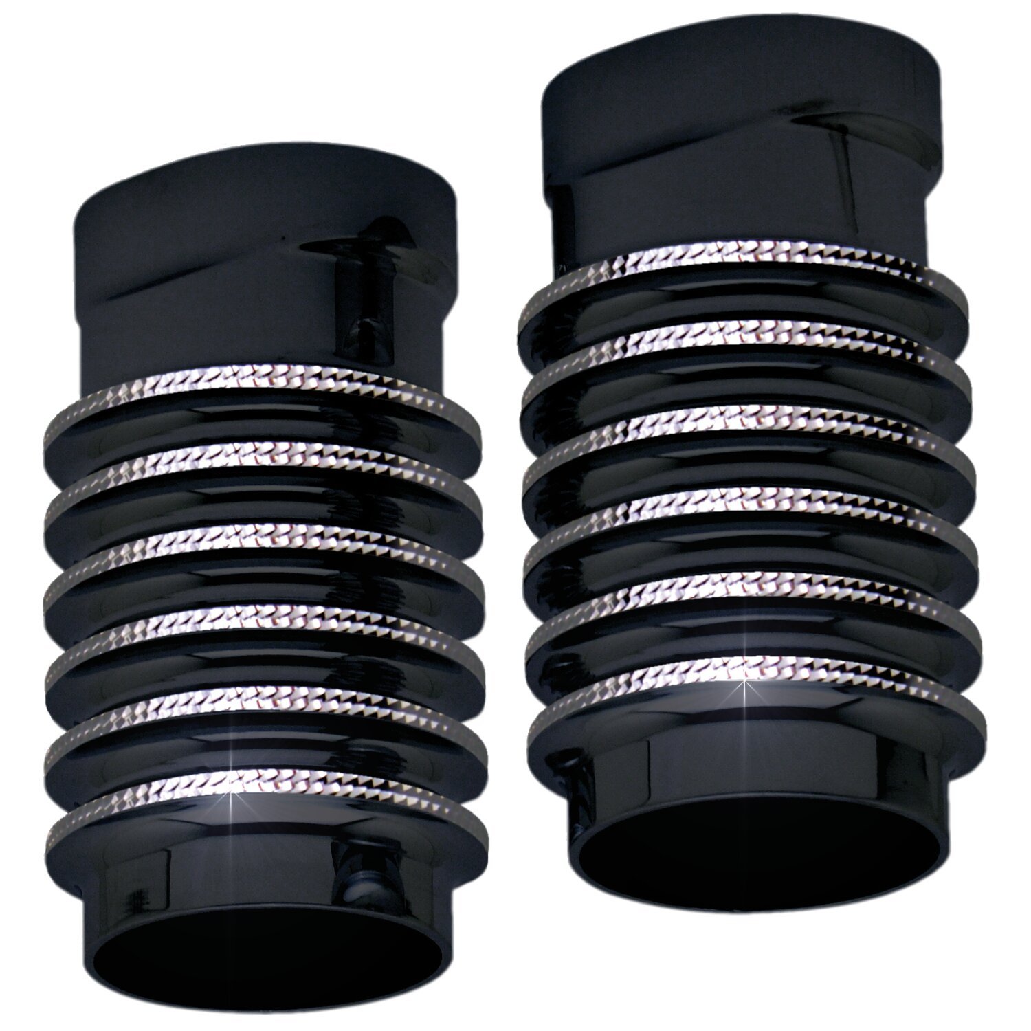 Covingtons, finned fork leg bells for Touring. Black DC, Contrast Cut