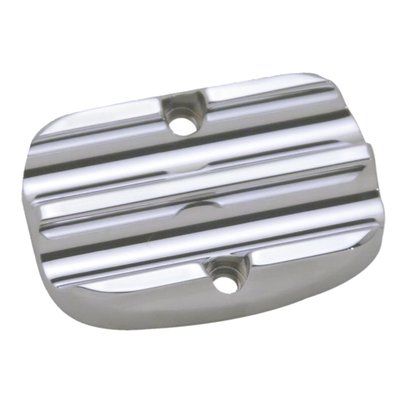 Finned. Chrome plated finish.
Rear brake master cylinder cover in CNC machined billet aluminum.