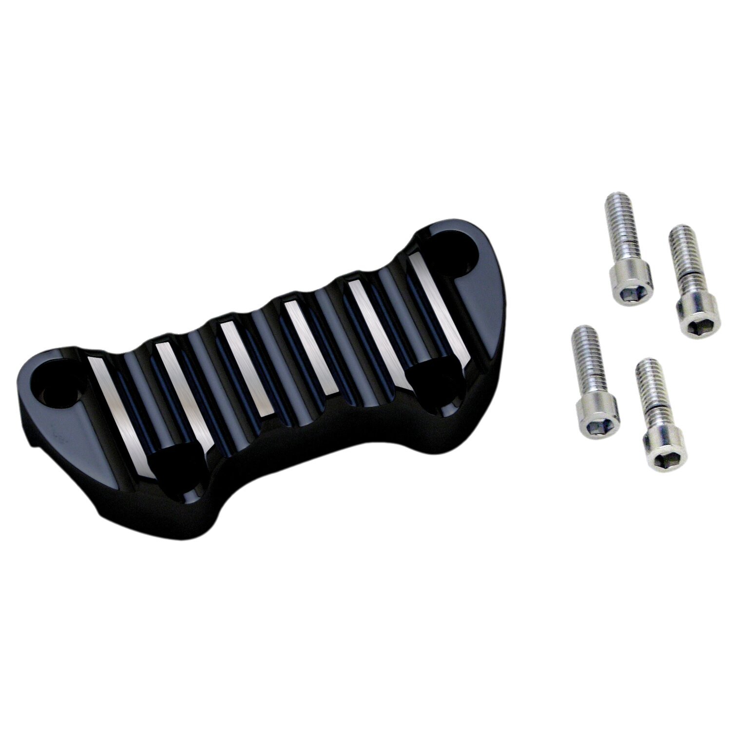 Covingtons, handlebar top clamp. Finned, black CC