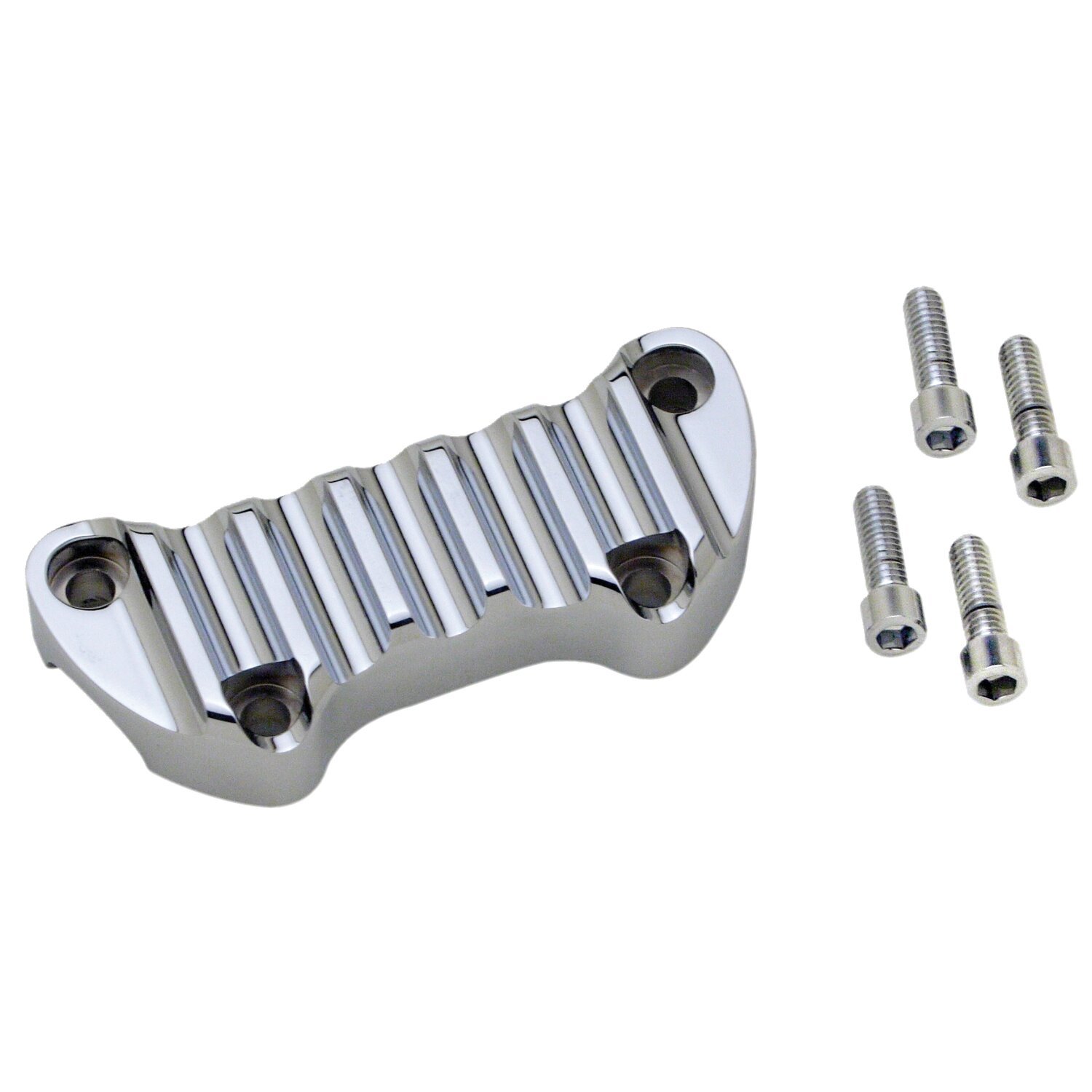 Covingtons, handlebar top clamp. Finned, Silver, Chrome