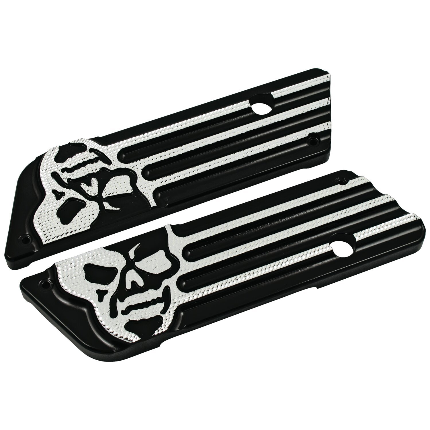 Covingtons, saddlebag latch cover set. Skull. Black DC