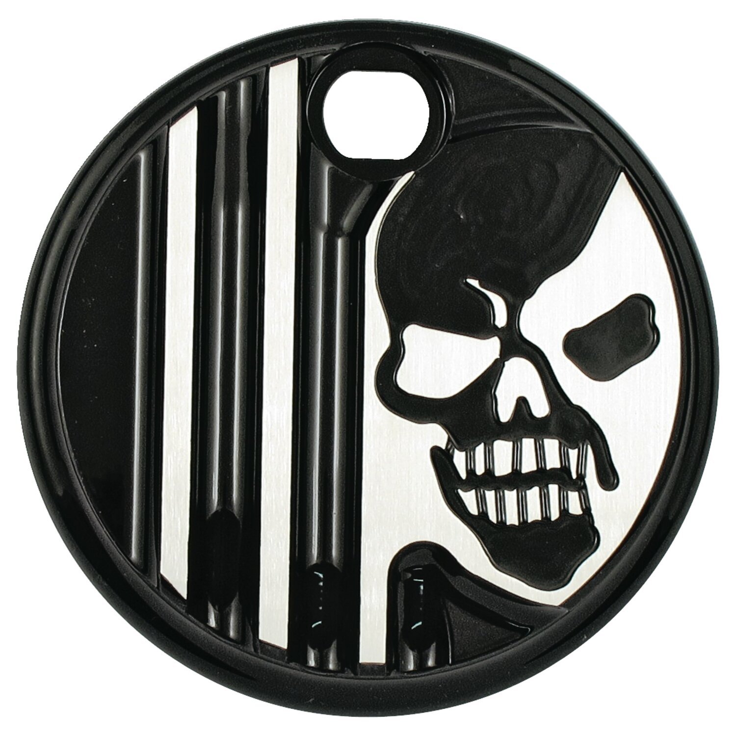 Covingtons, aluminum fuel tank door, Black, skull Black
