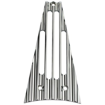 Billet aluminum frame filler insert to fit between the two front down-tubes and above the alternator regulator. Style-lifts the whole bike to another level.