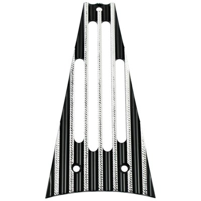 Black Diamond Cut contrast machined finish. 
Billet aluminum frame filler insert to fit between the two front down-tubes and above the alternator regulator. Style-lifts the whole bike to another level.