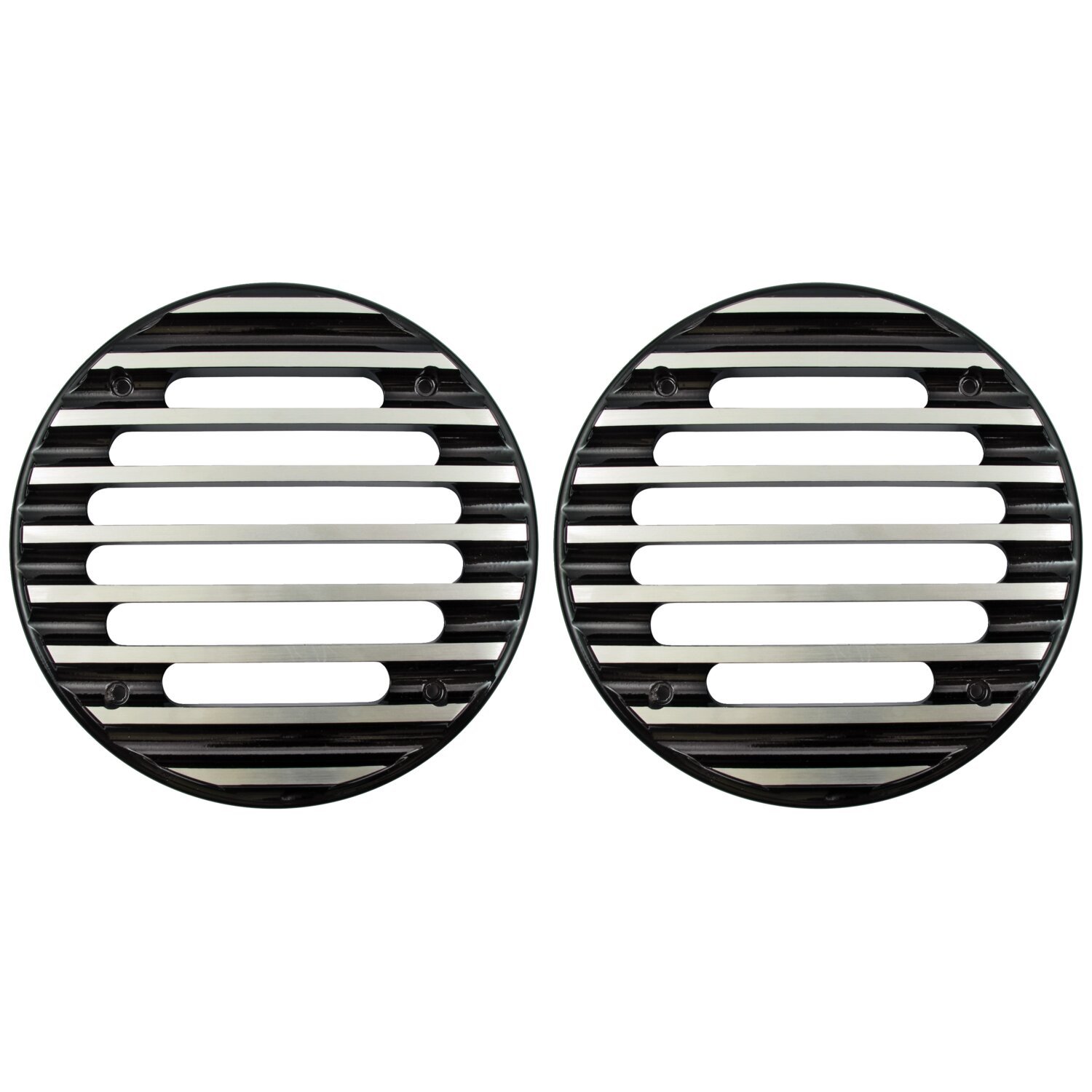 Covingtons, finned speaker covers. Large, Black, Polished