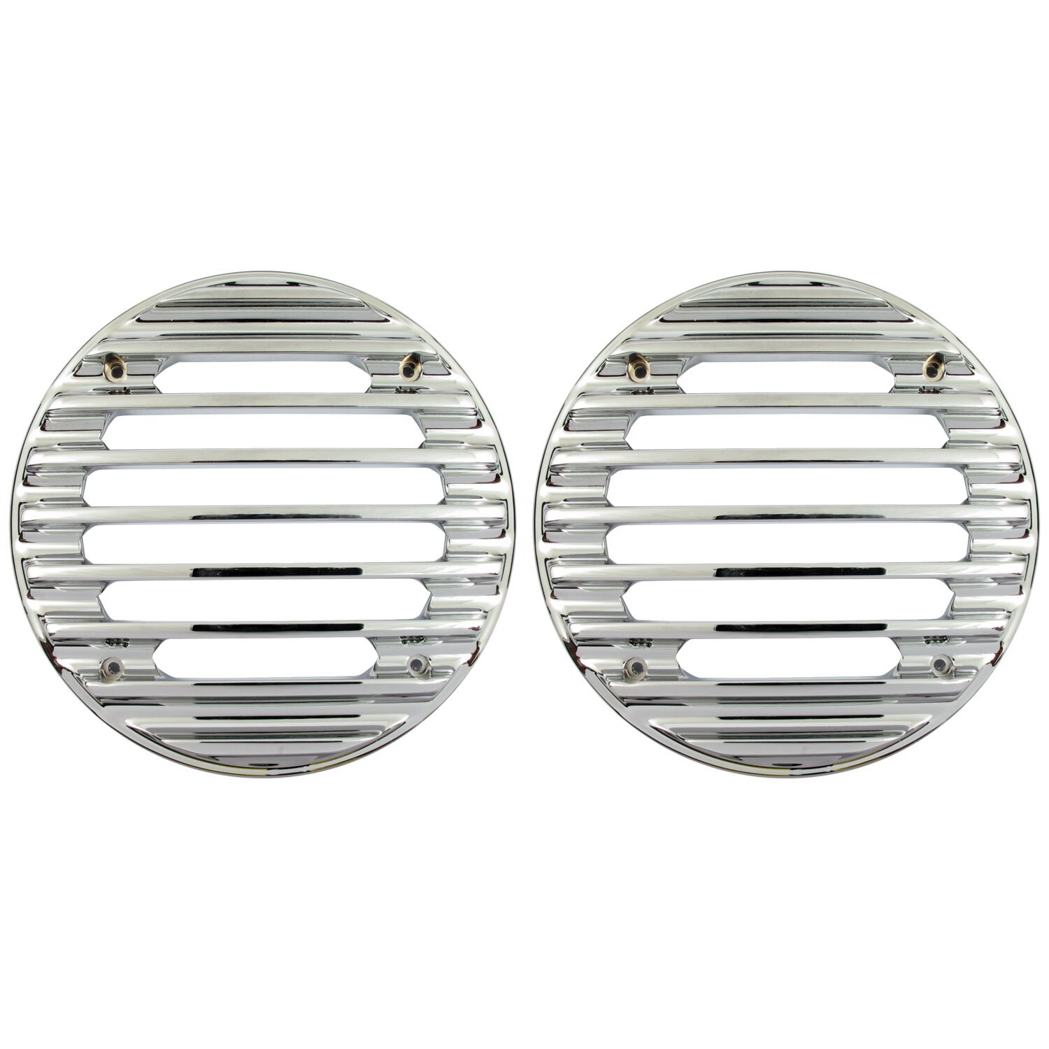 Covingtons, finned speaker covers. Large, Chrome