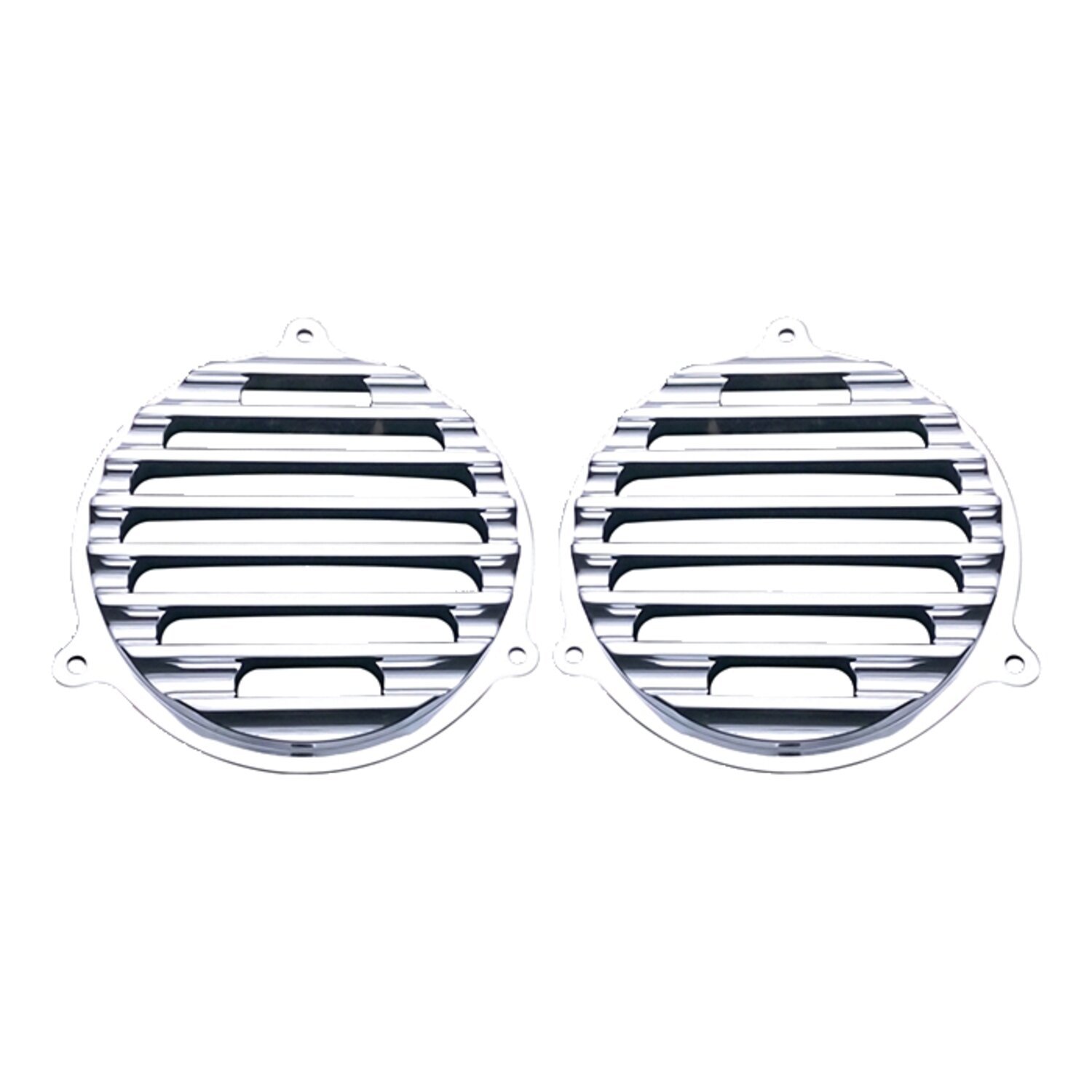 Covingtons, finned speaker covers, Silver, Chrome