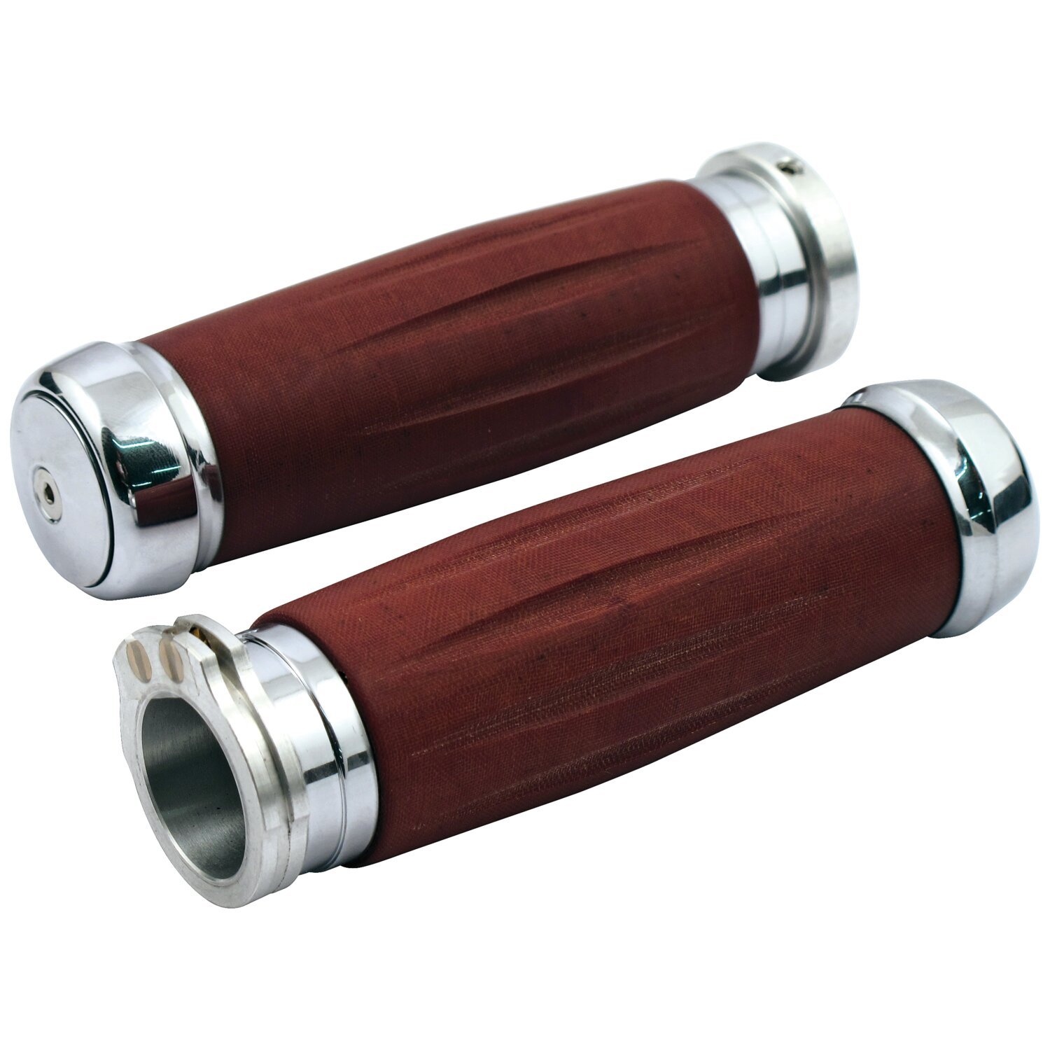 Riverside, Bakelite® retro handlebar grip set. Chrome, Brown