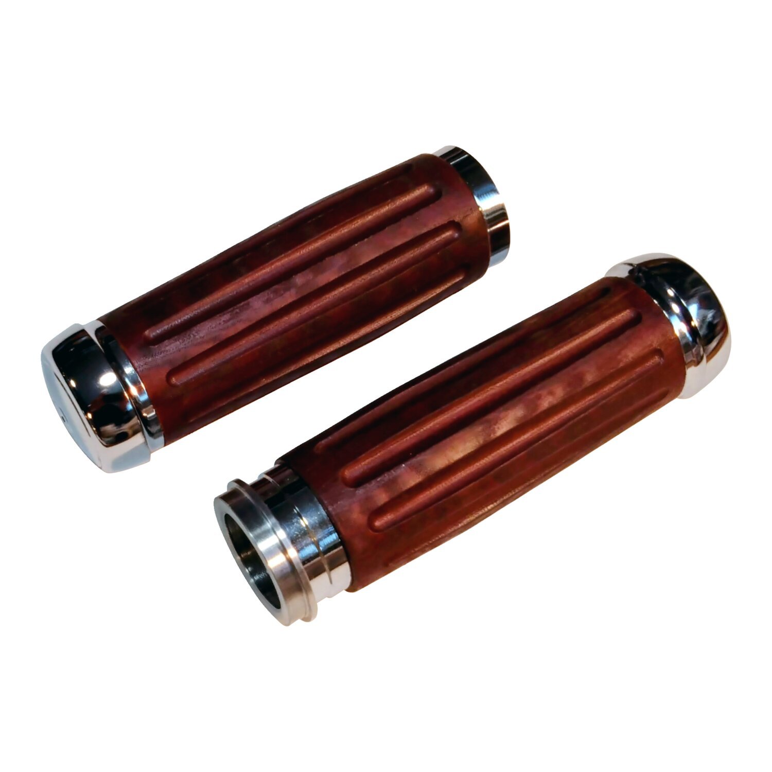 Riverside, Bakelite® retro handlebar grip set, Brown, Chrome