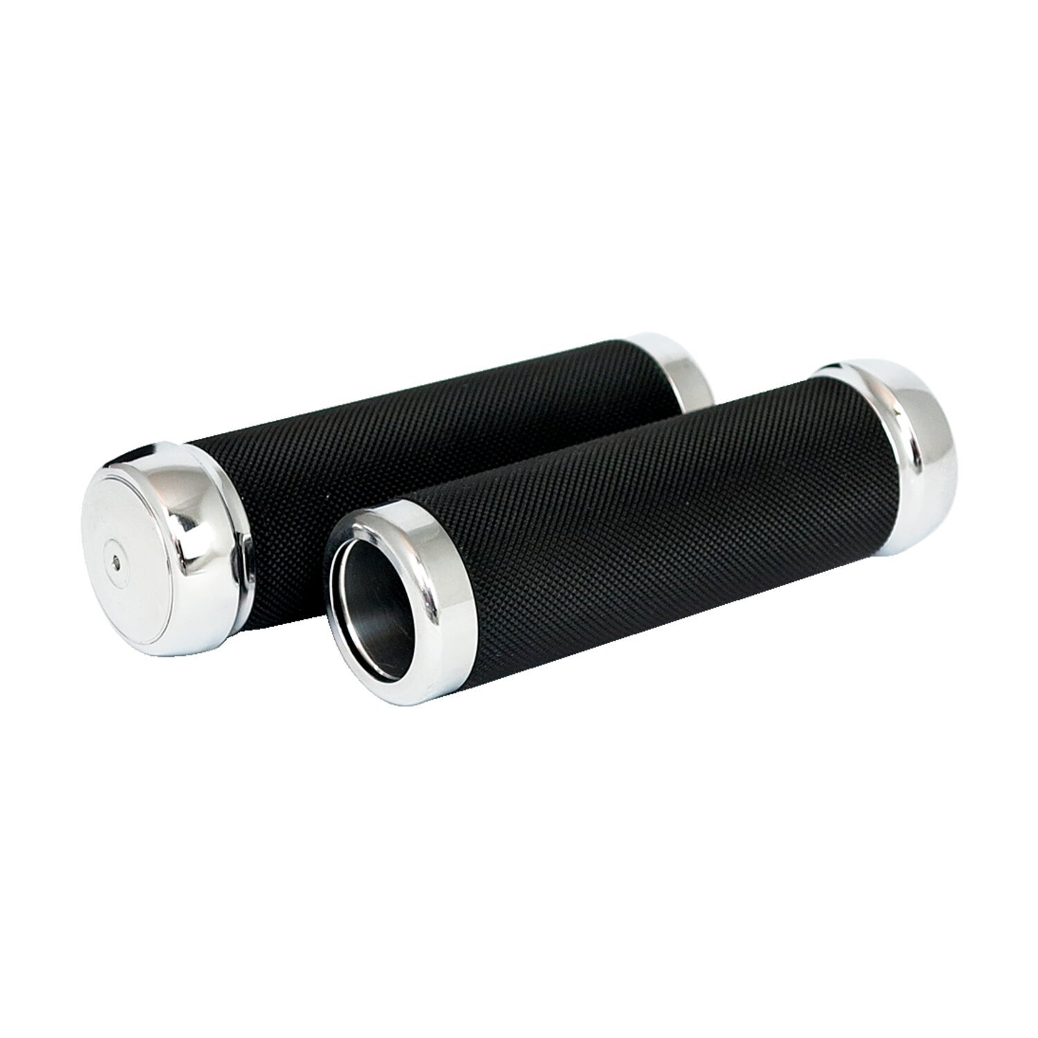 Riverside knurled billet aluminum grips, Black, Polished