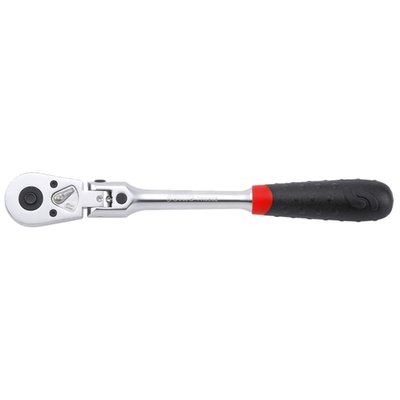 45-teeth ratchet with a lockable swivel head. Head can be locked in 5 positions, allowing the technician to apply more force without risk of unwanted head swiveling.
- 45 teeth
- With 5-position lock function
- outer diameter: 43mm
- Height 38.55mm
- Length: 297mm
- Weight: 720 grams
- Chrome Vanadium tool steel