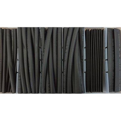 85-pieces. Complete assortment of black shrink hoses to cover most motorcycle applications.
Includes:
- 20x 1/8" (3.17mm)
- 20x 3/16" (4.76mm)
- 30x 1/4" (6.35mm)
- 10x 3/8" (9.53mm)
- 5x 1/2" (12.7mm)
Box dimensions:
- Height: 30mm
- Length: 208mm
- Width: 106mm
- Weight: 110 grams