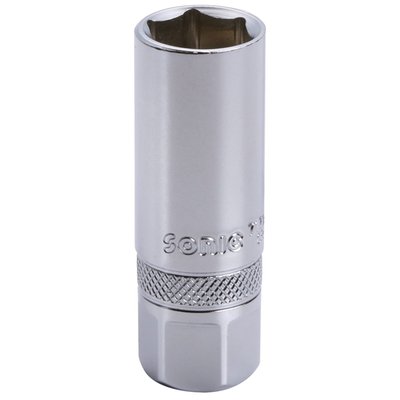 3/8" drive. Comes with a metal clip on the inside to hold the spark plug for installing and removing in deep and hard to reach spaces. 
- 3/8" drive 
- Outside Diameter: 22mm 
- Length: 65mm 
- Material: Chrome Vanadium