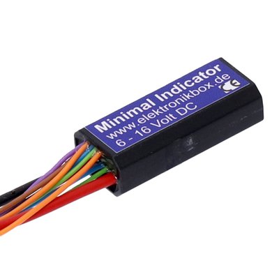 This module can help simplify your dash for a much cleaner look. This small module (installs inside headlamp or even inside the handlebar) can power a 3-color LED to show turn signal, high beam, neutral or oil pressure LED indicators. Up to 4 indicators can be clearly displayed at the same time on a single 3-color LED showing Red, green, blue or orange. Even 2 or 3 signals can be shown simultaneously. 
- Dimensions: 38 mm x 16 mm x 11 mm 
- Body material: ABS with waterproof poured 2k epoxy resin 
- Input voltage range: 7 - 18 Volt 
- Connections: 0.14 mm², 20 cm 
- Maximum ambient temperature: 80 degree Celsius