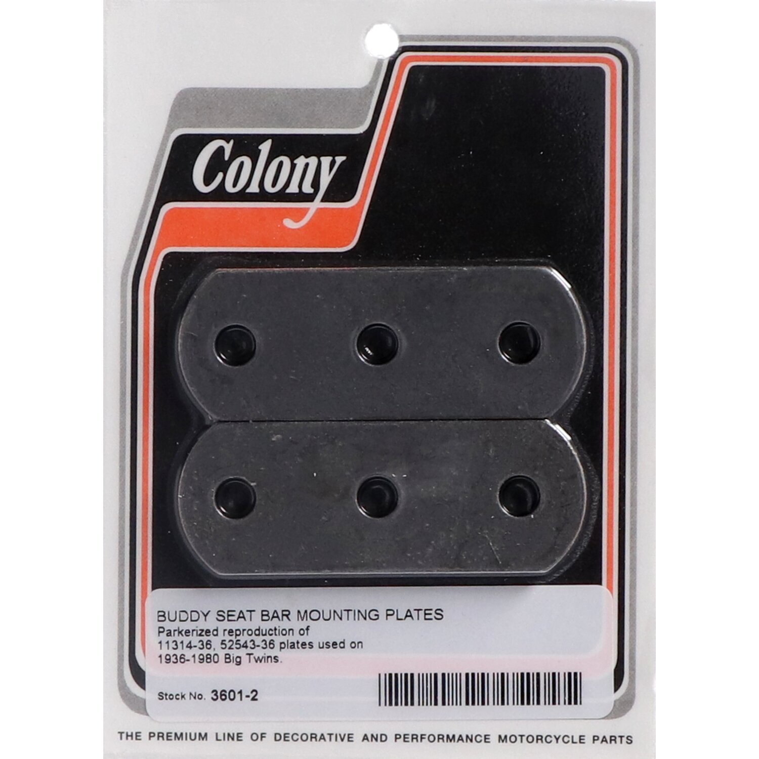 Colony, buddy seat bar mounting plate set, Black