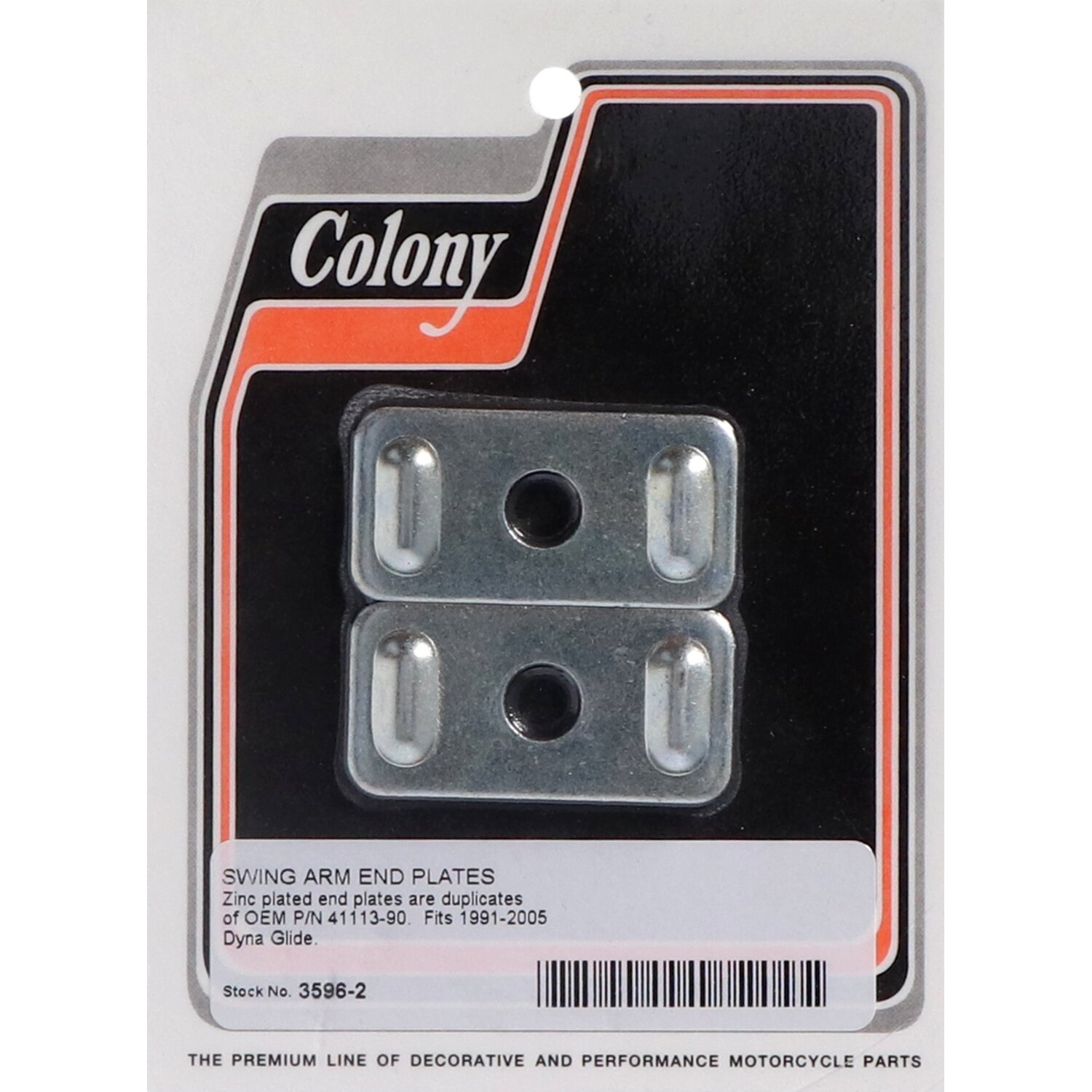 Colony, swingarm end caps. Zinc, Polished