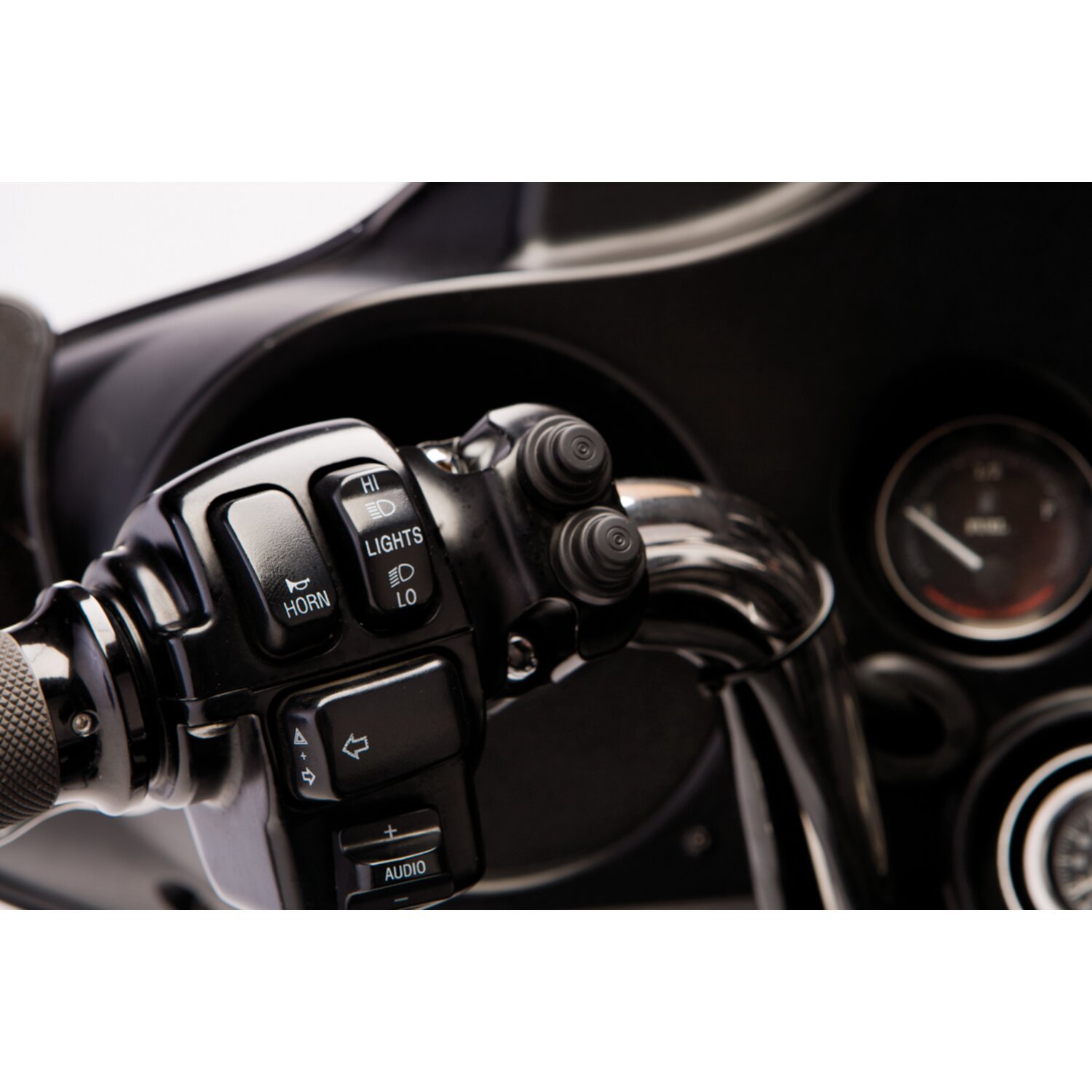 Legend, handlebar control switch assembly, Black, Chrome