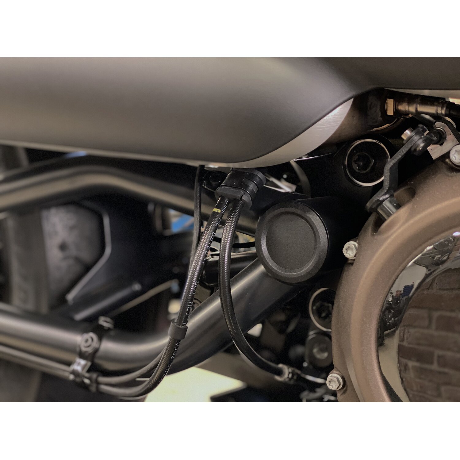Killer Custom, Sportster S swingarm axle cover set, Black, Matte