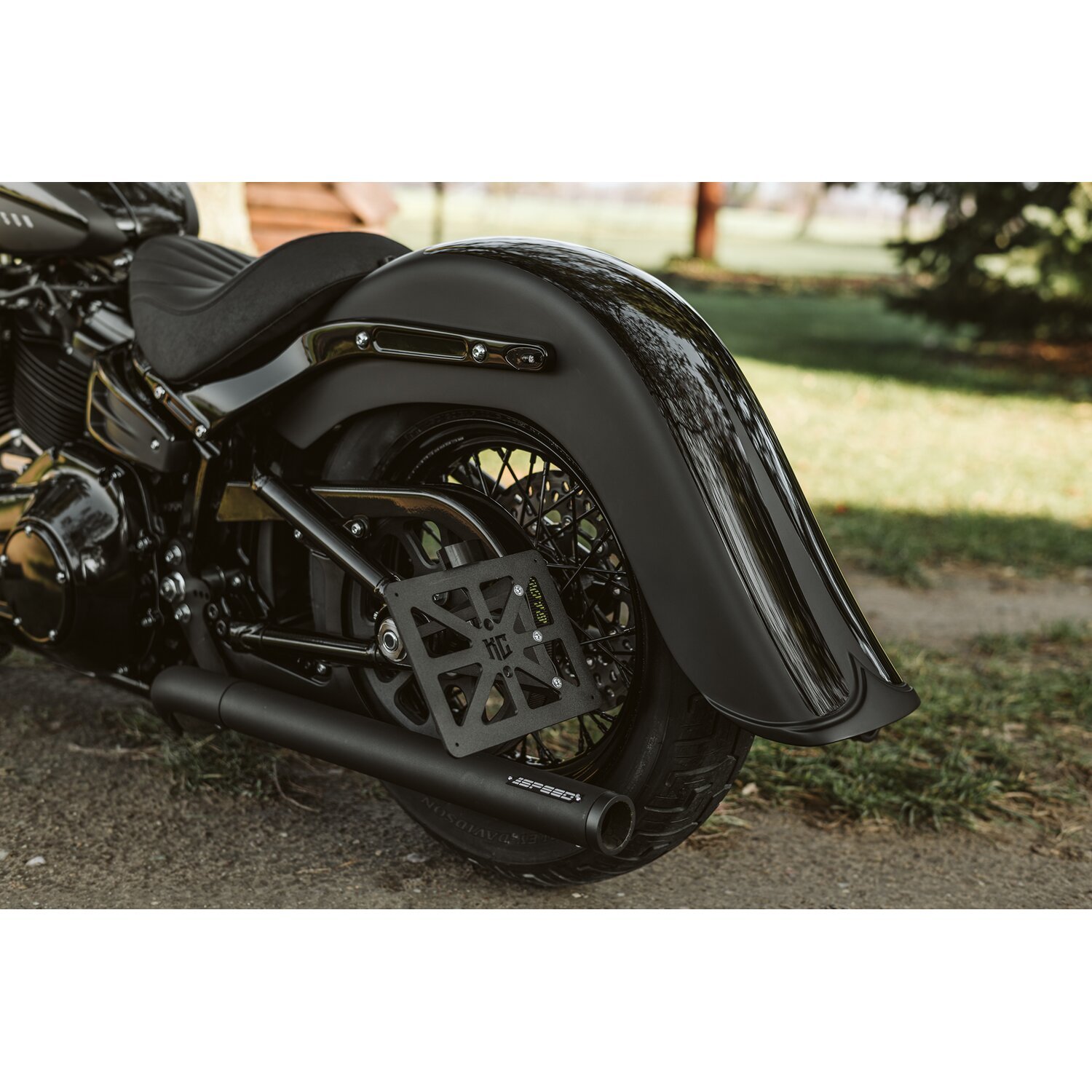 Killer Custom, 4" stretched rear fender with classic tip, Unpainted, Raw