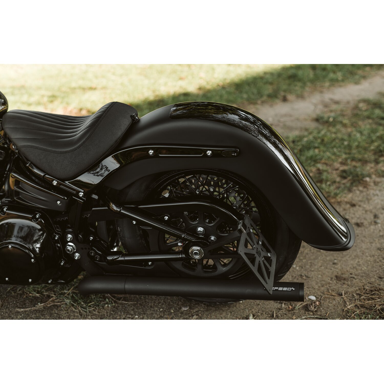 Killer Custom, 4" stretched rear fender with classic tip, Unpainted, Raw