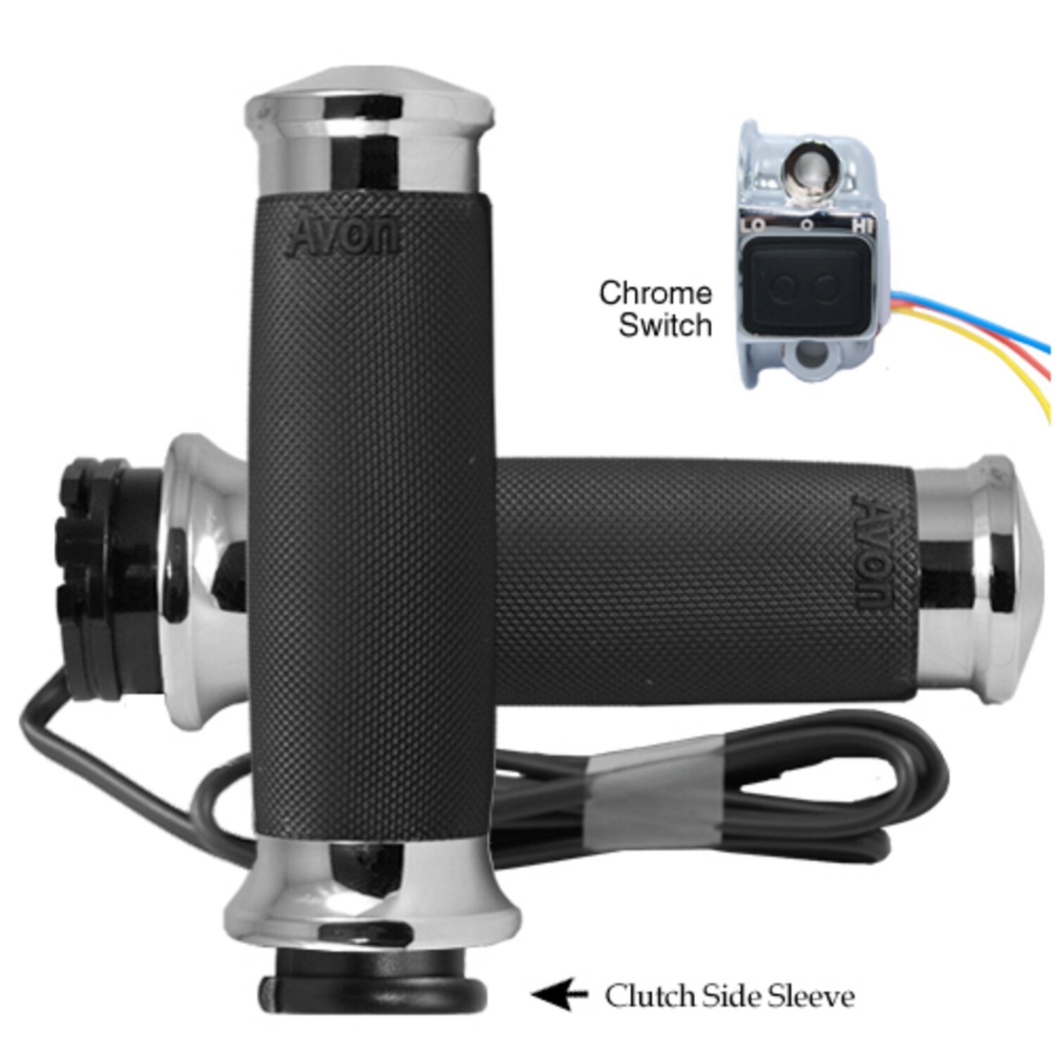 Avon, Heated Custom Contour Grips, Chrome , e- Throttle